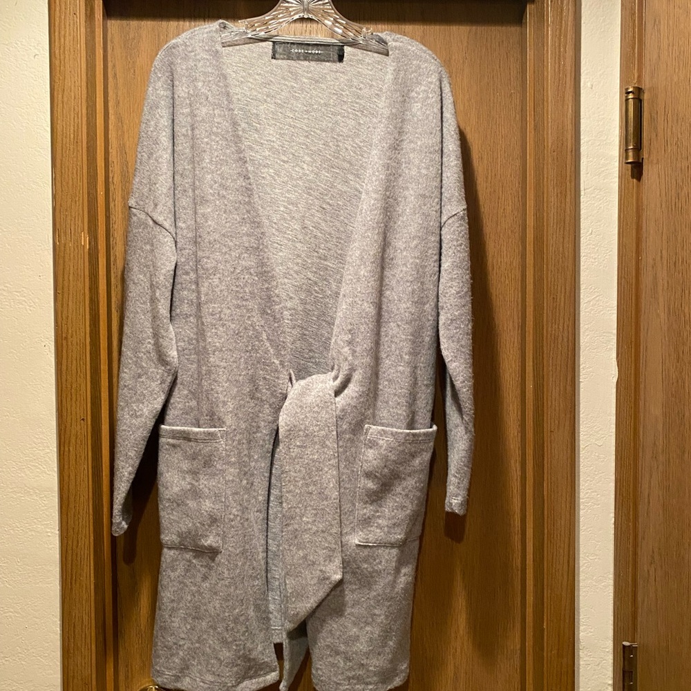 Code x Mode Gray Women's cardigan Sweater with front tie